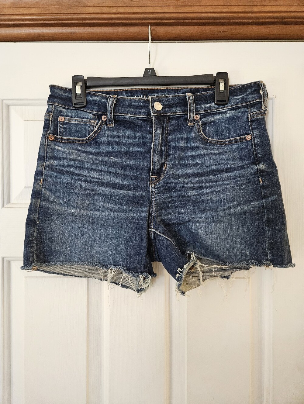 American Eagle Outfitters Dark Blue Distressed Denim Shorts 10
